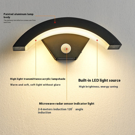 IP65 Motion Sensor Outdoor LED Wall Light / 3000K / Induction 18W