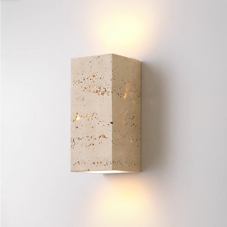 Japanese Stone and Walnut Wall Sconce