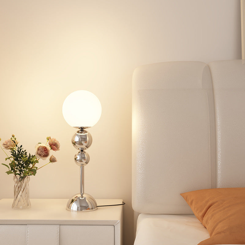 Modern Vertical Bedside Table and Floor Lamp / Monochrome Warm Light / Chrome Table Lamp / US