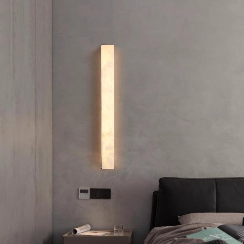 Natural Marble Linear Wall Sconce / LED Warm Light / Intrinsic Color Of Copper 40cm