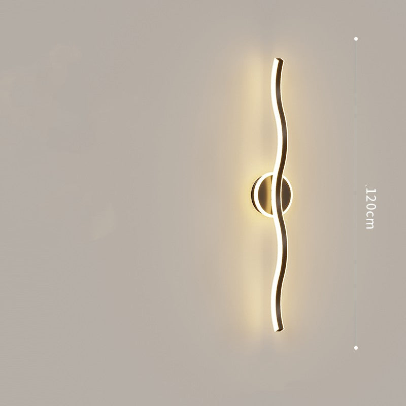 Slim Linear LED Bedroom Wall Light / Black / 120x12x5cm / Three color light