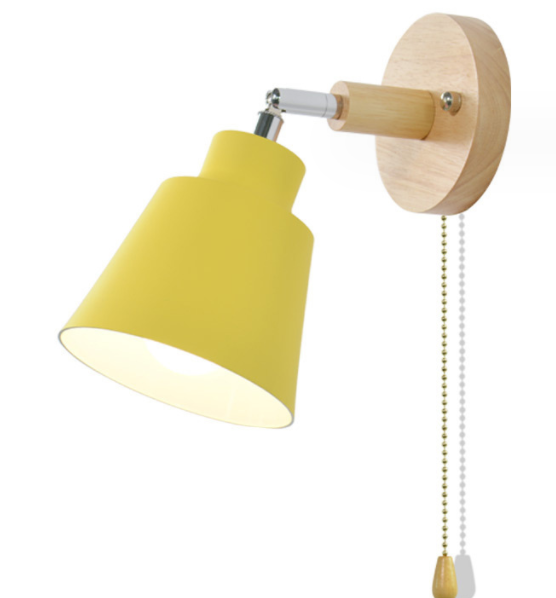 Colorful E27 Bedside Wall Sconce / Black / With switch / With light source