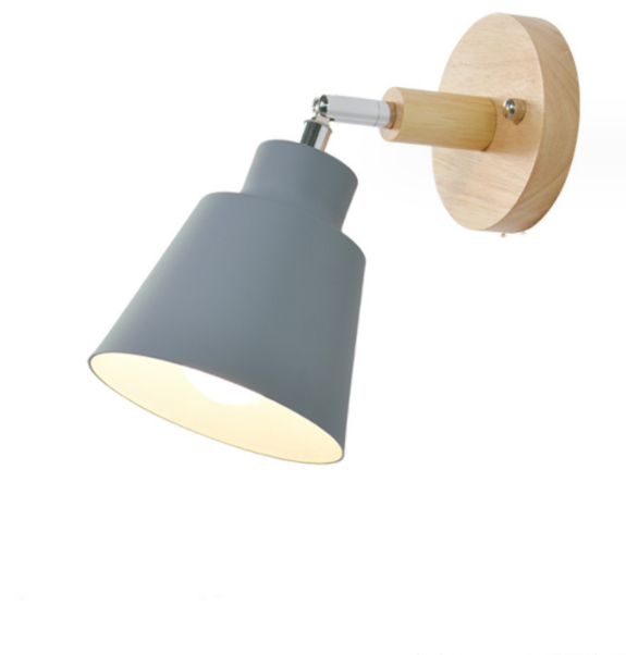 Colorful E27 Bedside Wall Sconce / Grey / Without switch / without light source