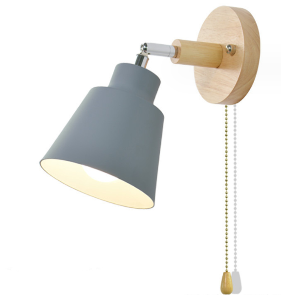 Colorful E27 Bedside Wall Sconce / Grey / Without switch / With light source