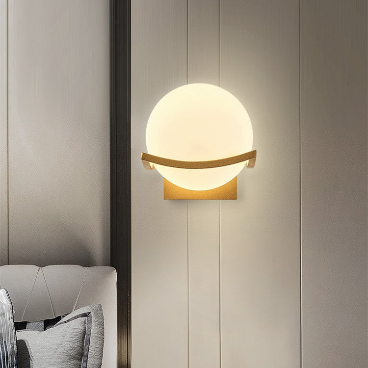 European Glass Shade Bedside Wall Lamp / Black Water Pattern / Without Bulb