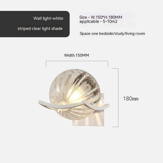European Glass Shade Bedside Wall Lamp / Black Milky White Cover / Without Bulb