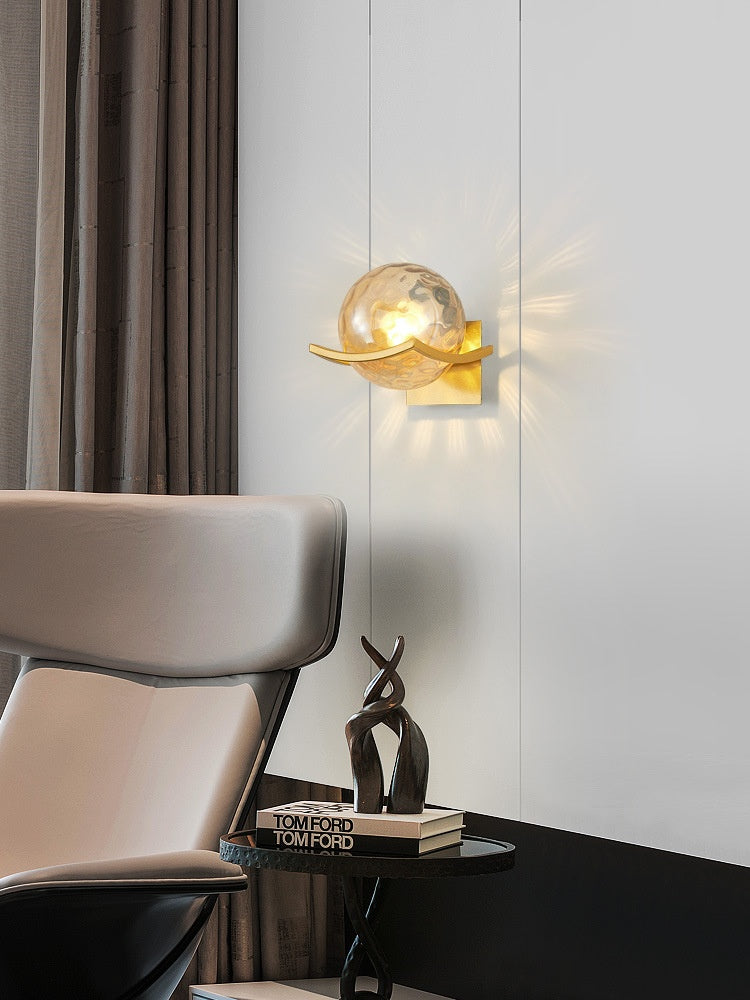 European Glass Shade Bedside Wall Lamp / Black Milky White Cover / 12W Warm Light