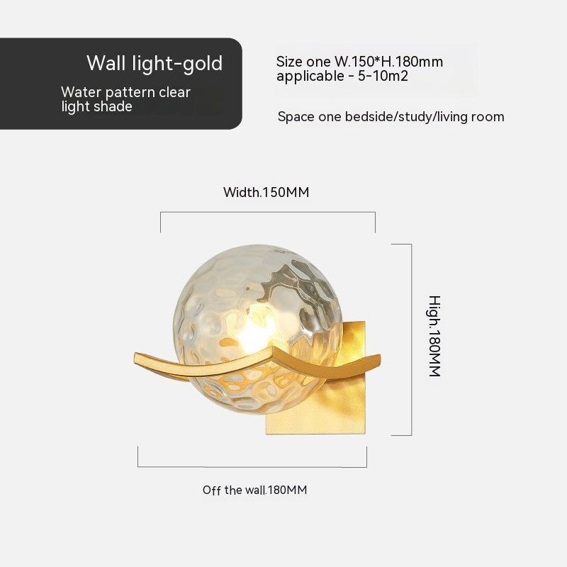 European Glass Shade Bedside Wall Lamp / Black Milky White Cover / 12W Tricolor Light