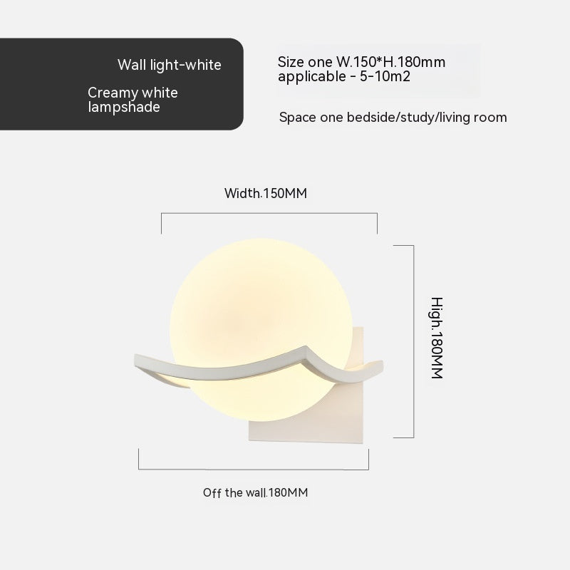 European Glass Shade Bedside Wall Lamp / Black Water Pattern / 12W Tricolor Light