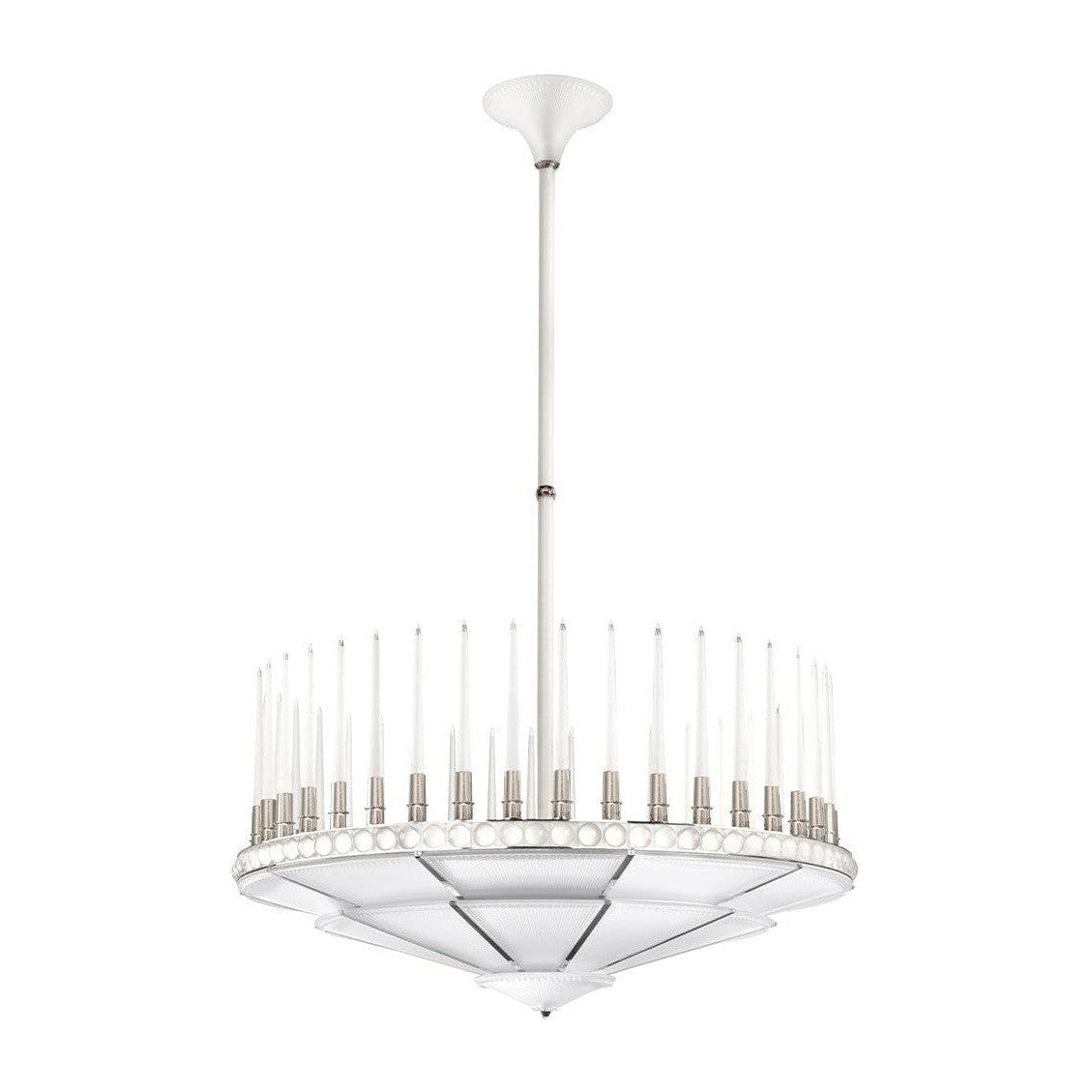 French Crystal Crown LED Chandelier / Nickel