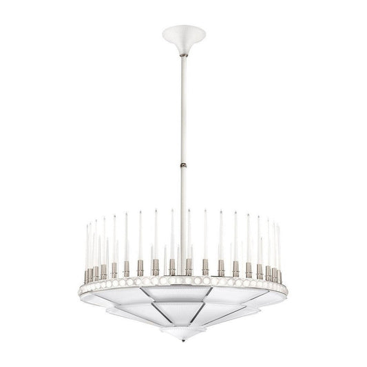 French Crystal Crown LED Chandelier / Nickel