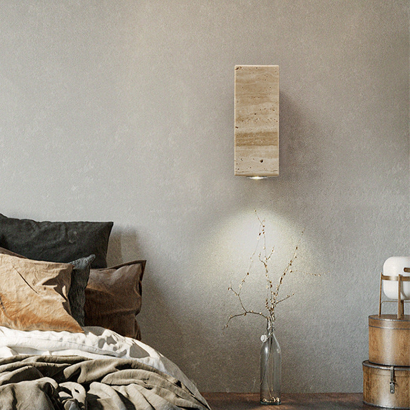 Japanese Stone and Walnut Wall Sconce / 01 Outdoor