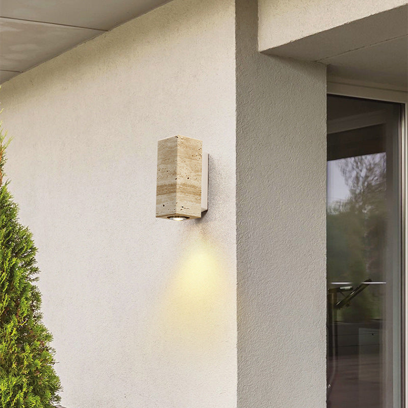 Japanese Stone and Walnut Wall Sconce / 02 Indoor