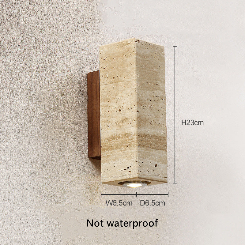 Japanese Stone and Walnut Wall Sconce / 04 Indoor Model