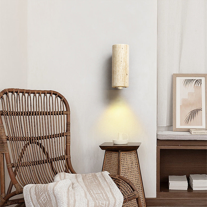 Japanese Stone and Walnut Wall Sconce / 02 Outdoor