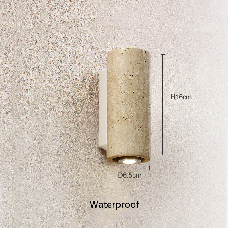 Japanese Stone and Walnut Wall Sconce