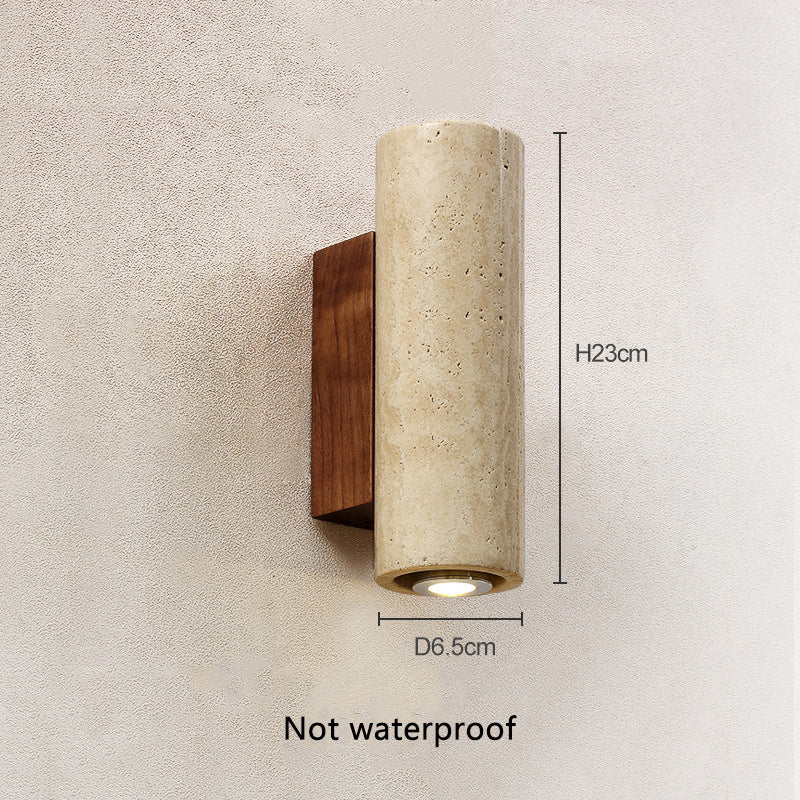 Japanese Stone and Walnut Wall Sconce