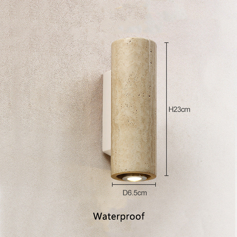 Japanese Stone and Walnut Wall Sconce