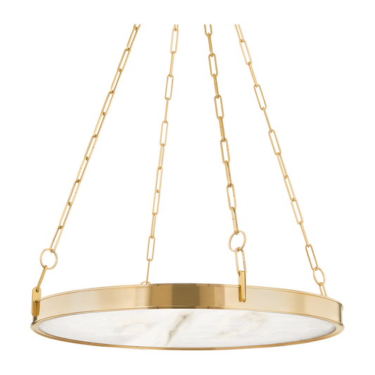 Modern Marble Accent Chandelier Light / Aged Brass
