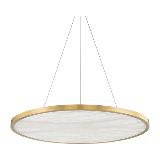 Natural Stone Accent Chandelier Light / Aged Brass