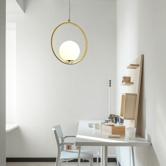 Nordic Copper Single Pendant Ceiling Light / Tricolor Light / Diameter 300 Height 320
