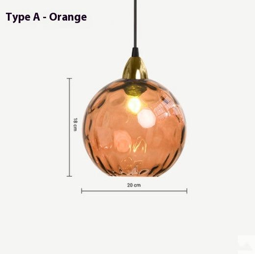 Nordic Water Ripple Glass Globe Pendant / Light Source Not Included / Type A Pink