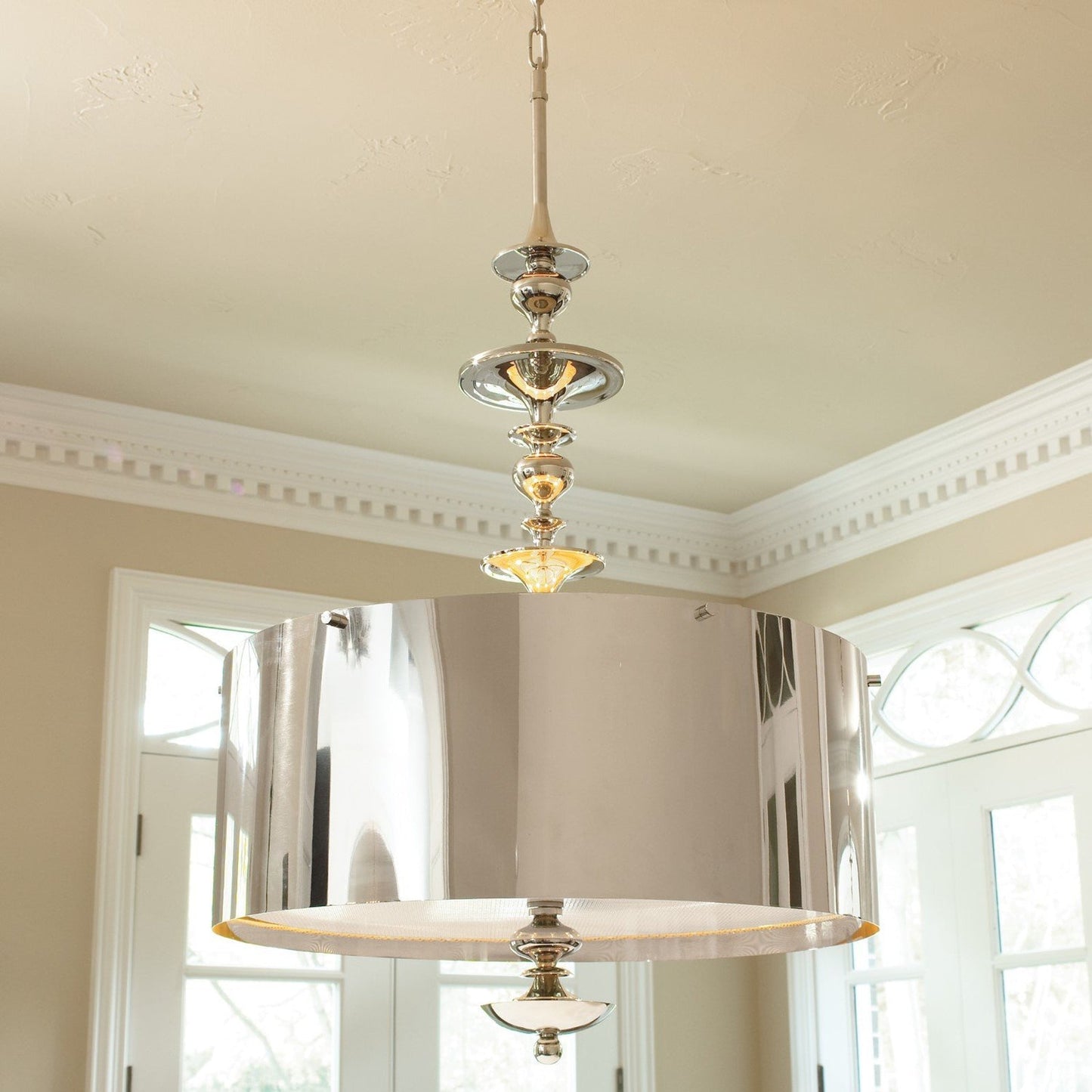 Perforated Nickel Drum Pendant Chandelier / Nickel-Small
