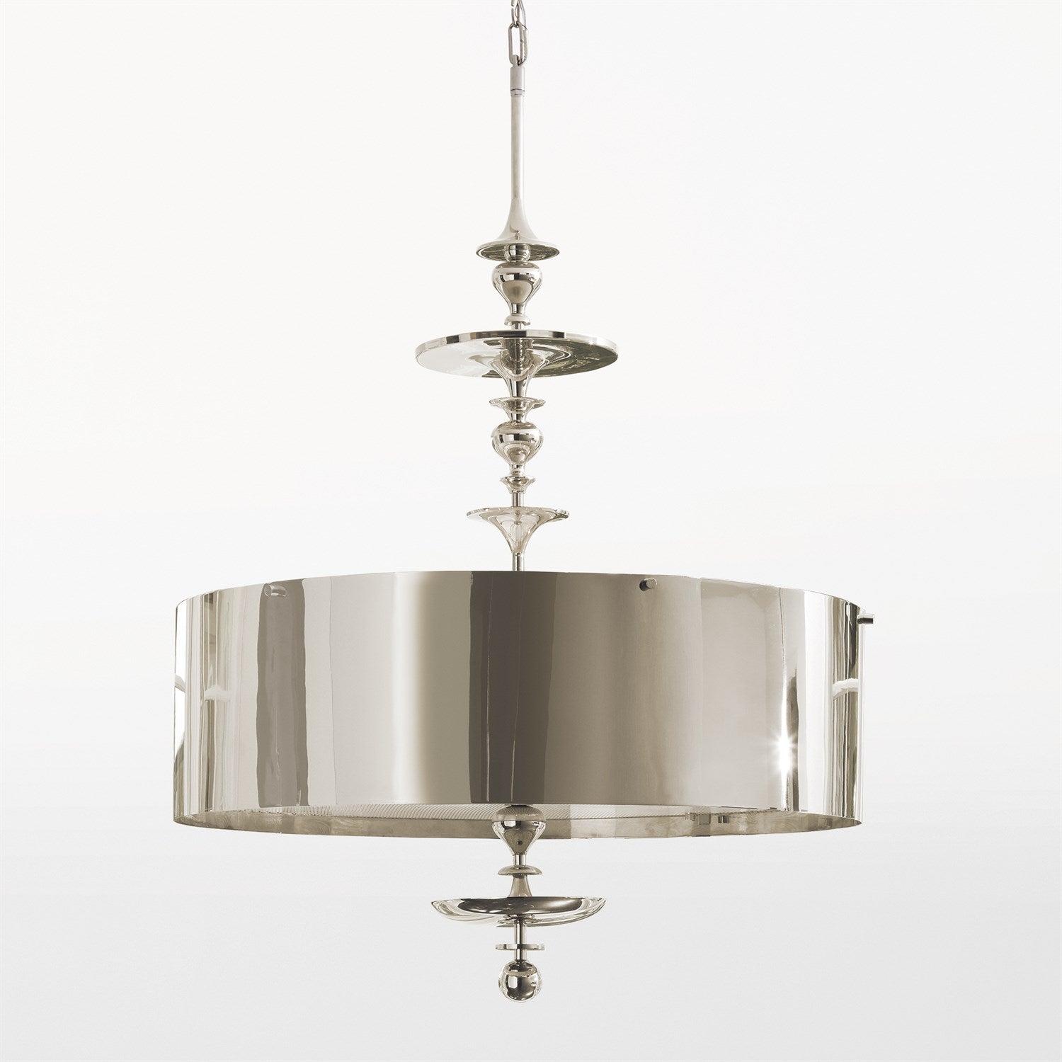 Perforated Nickel Drum Pendant Chandelier