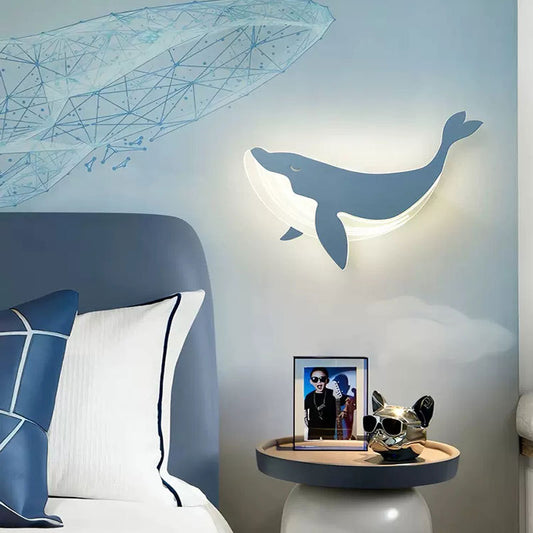Playful Animal LED Wall Night Light / Whale white / Three color dimming