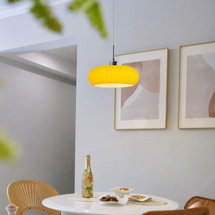 Retro Bauhaus Dome Chandelier / 16W / Orange 28cm