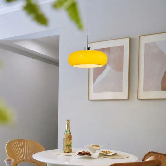 Retro Bauhaus Dome Chandelier / 16W / Orange 28cm