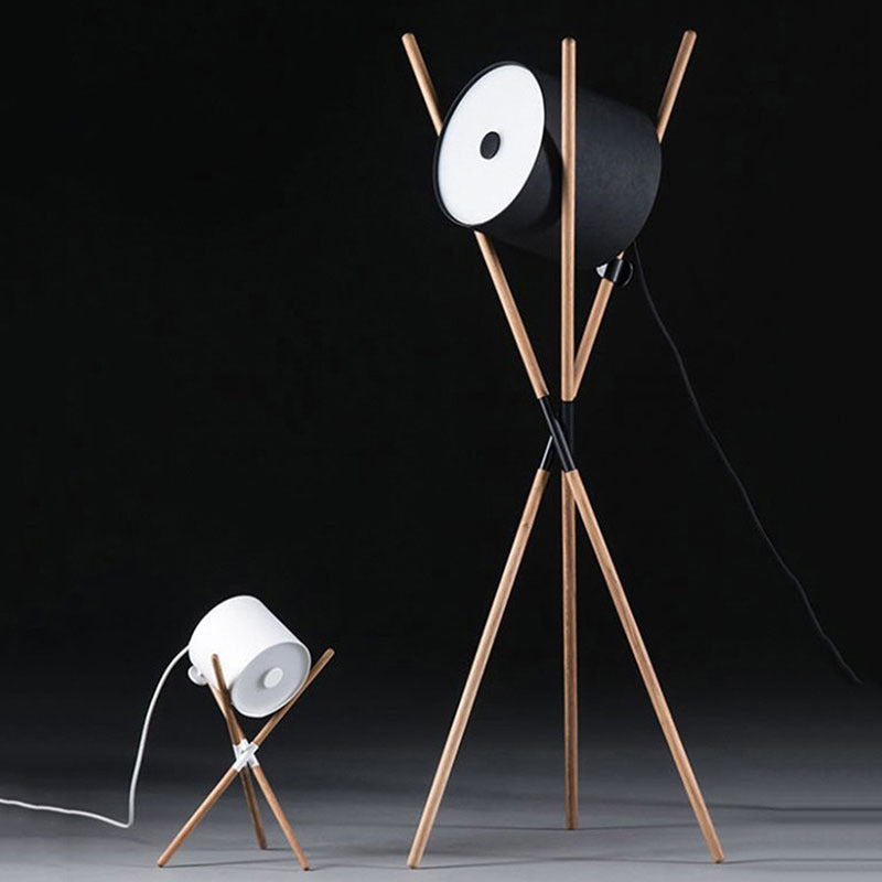 Sculptural Three-Leg Wood Floor and Table Lamp / 1 Style