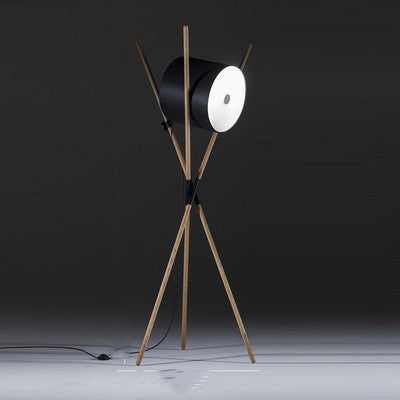 Sculptural Three-Leg Wood Floor and Table Lamp