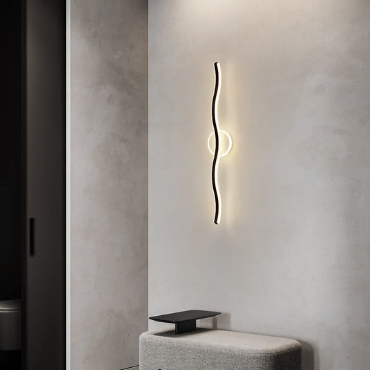 Slim Linear LED Bedroom Wall Light / Black / 40x12x5cm / White light