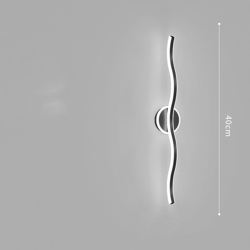 Slim Linear LED Bedroom Wall Light / Black / 80x12x5cm / White light