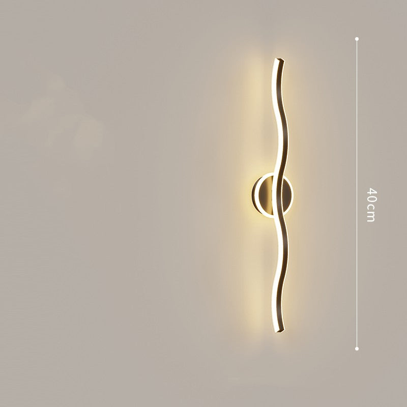 Slim Linear LED Bedroom Wall Light / Black / 80x12x5cm / Warm light