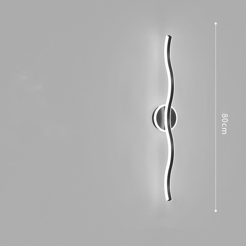 Slim Linear LED Bedroom Wall Light / Black / 80x12x5cm / Three color light