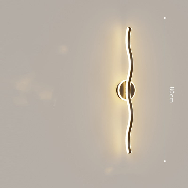 Slim Linear LED Bedroom Wall Light / Black / 120x12x5cm / White light