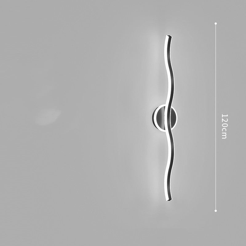 Slim Linear LED Bedroom Wall Light / Black / 120x12x5cm / Warm light