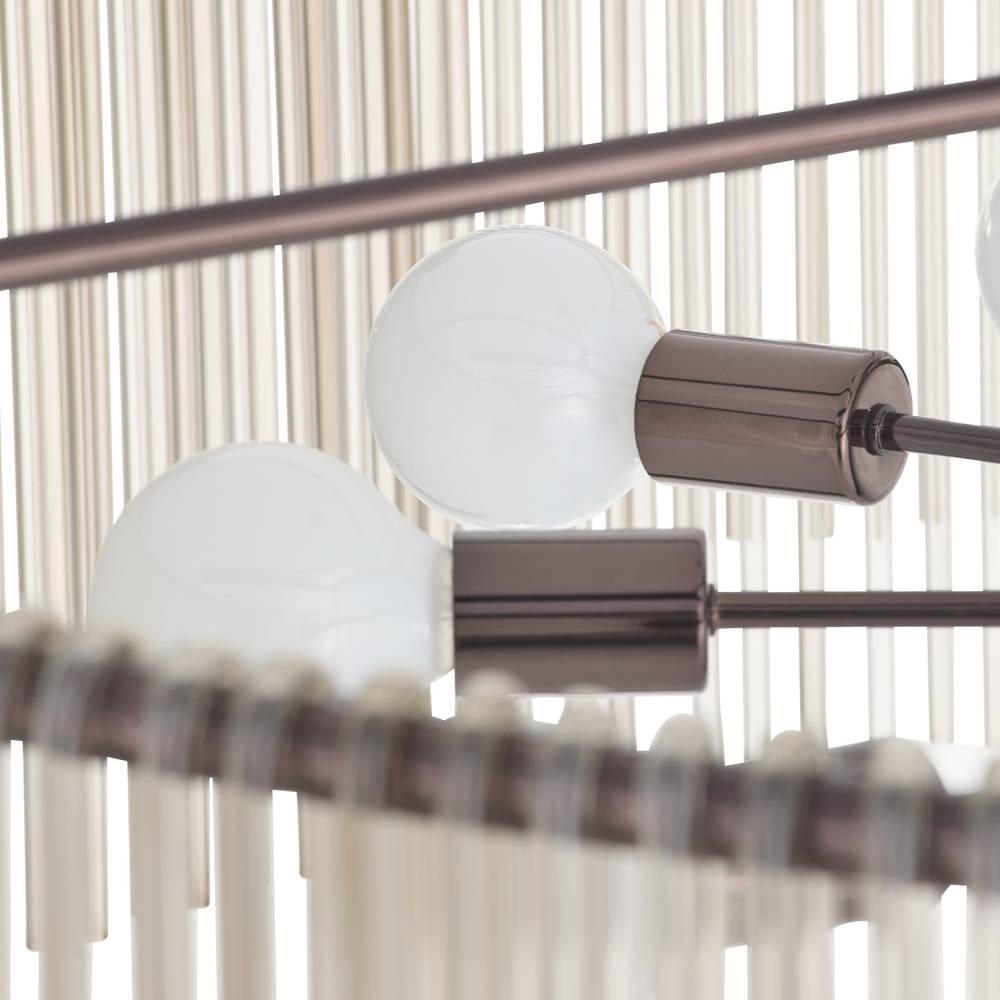 Smoke Glass Rod Statement Chandelier
